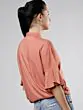 Women Peach-Coloured Solid Blouson Top