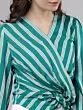 Women Teal Green Striped Top