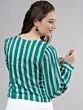 Women Teal Green Striped Top