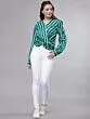 Women Teal Green Striped Top
