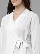 Women White Solid Wrap Top