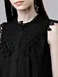 Women Black Self Design A-Line Top