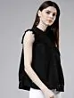 Women Black Self Design A-Line Top