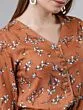 Women Rust Brown Floral Printed Top