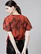 Women Red & Black Printed Wrap Top