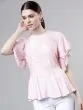 Women Pink Striped Peplum Top