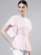 Women Pink Striped Peplum Top