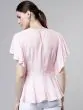 Women Pink Striped Peplum Top