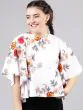 Women Off-White and Beige Floral Printed Peplum Top