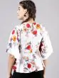 Women Off-White and Beige Floral Printed Peplum Top