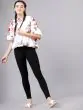 Women Off-White and Beige Floral Printed Peplum Top
