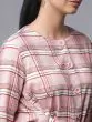 Women Pink Checked Tie-Waist Crop Top