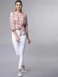 Women Pink Checked Tie-Waist Crop Top
