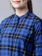 Women Blue Checked Shirt Style Top