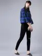Women Blue Checked Shirt Style Top