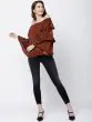 Women Brown Floral Print Bardot Top