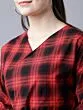 Women Red Checked Wrap Top