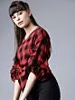 Women Red Checked Wrap Top