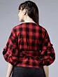 Women Red Checked Wrap Top