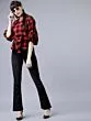 Women Red Checked Wrap Top