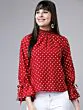 Women Red & White Polka Dot Printed Top