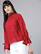 Women Red & White Polka Dot Printed Top