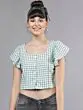 Women Green & Black Checked Crop Top