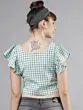 Women Green & Black Checked Crop Top