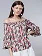 Women Grey Printed Bardot Top