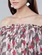 Women Grey Printed Bardot Top