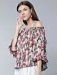Women Grey Printed Bardot Top
