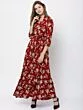 Maroon Flower Party Wear Mini dress