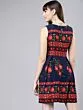 Navy Blue Sleeveless Flower Mini dress