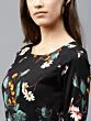 Black Floral Print Flared Maxi Dress with a Belt