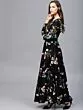 Black Floral Print Flared Maxi Dress with a Belt