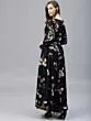 Black Floral Print Flared Maxi Dress with a Belt