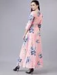 Pink Floral Print Maxi Belted Dress