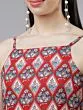 Maroon Boho Print Viscose Maxi Strappy Dress