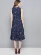 Women Navy Blue Printed Fit and Flare Dress