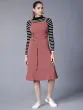 Women Rose Solid Pinafore Dress
