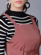 Women Rose Solid Pinafore Dress