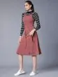 Women Rose Solid Pinafore Dress