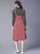 Women Rose Solid Pinafore Dress