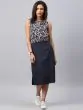 Women Navy Printed Sheath Dress