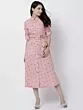 Women Coral Striped Shirt Dress