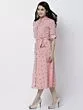 Women Coral Striped Shirt Dress