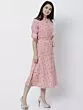 Women Coral Striped Shirt Dress