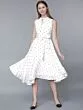 Women White Polka Dot Print Fit and Flare Dress
