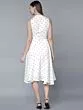 Women White Polka Dot Print Fit and Flare Dress