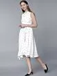 Women White Polka Dot Print Fit and Flare Dress